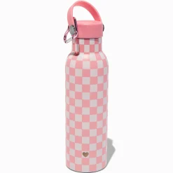 Gourde en acier inoxydable à carreaux rose
