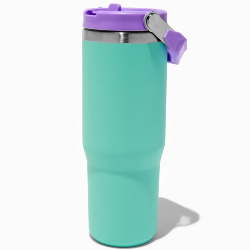 Gourde en acier inoxydable color block bleu sarcelle et violette