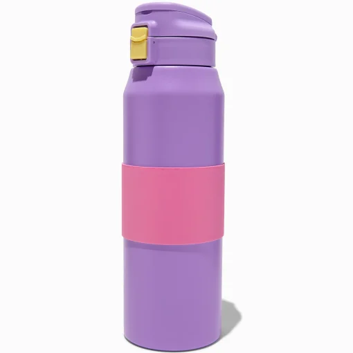 Gourde en acier inoxydable color block rose et bleu