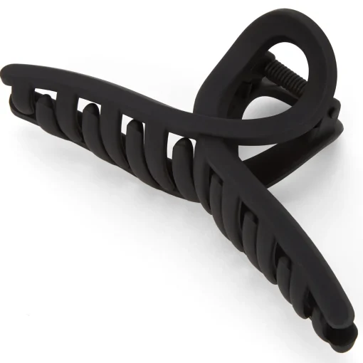 Grande pince à cheveux à boucle fine au fini mat - Noir