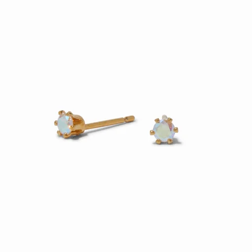 18k Gold Plated 3mm Iridescent Stud Earrings