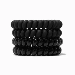 Élastiques à spirales noirs brillants et mats - Lot de 4