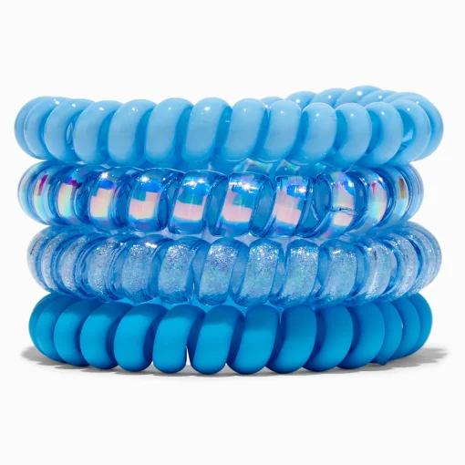 Élastiques en spirale bleus plage - Lot de 4