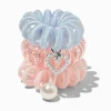 Élastiques en spirale breloques scintillantes roses et bleues - Lot de 3