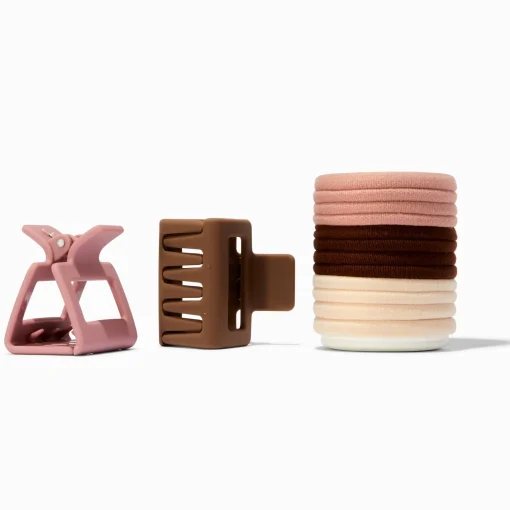Élastiques et pinces à cheveux athlétiques roses - Lot de 14