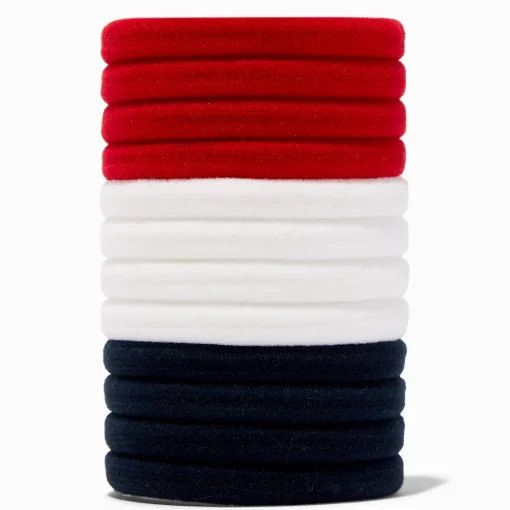 Élastiques rouges, blancs et noirs - Lot de 12