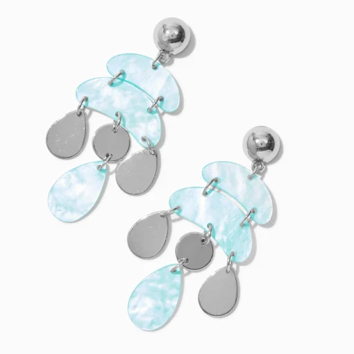 Light Blue Abstract Chandelier Drop Earrings