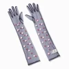 Longs gants rosette en tissu fin noir