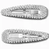 Lot de 2 barrettes avec strass couleur argenté