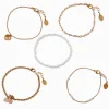Lot de bracelets cerise nacrés couleur dorée - Lot de 5