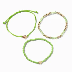 Lot de bracelets en perles de rocaille inspiration « Grow » vert citron - Lot de 3