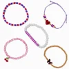 Lot de bracelets perles de rocaille pâte fimo cerise - Lot de 5