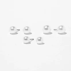 Lot de 3 clous d'oreilles perle d'imitation