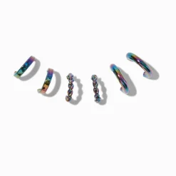 Lot de créoles empilables anodisées arc-en-ciel - Lot de 3