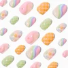 Lot de faux ongles autocollants stiletto icônes pastel - Lot de 24