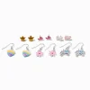 Lot de pendantes et clous papillons pastel aux motifs variés - Lot de 6