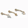 Lot de piercings d'oreilles rook à trois clous 1,2 mm en zircon cubique d'imitation et acier inoxydable couleur dorée - Lot de 3