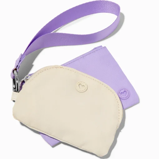 Lot de porte-monnaie en nylon lavande et blanc - Lot de 2