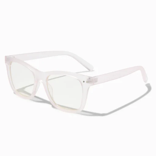 Lunettes à verres transparents rectangulaires rose clair