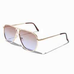 Lunettes aviateur couleur dorée verres violets