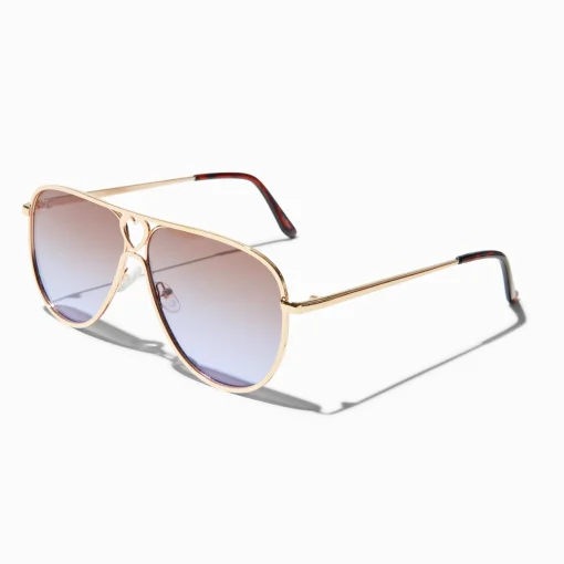 Lunettes aviateur couleur dorée verres violets