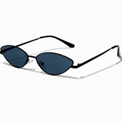 Lunettes de soleil métalliques œil de chat fines noires