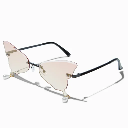 Lunettes de soleil perle d'imitation papillon