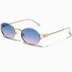 Lunettes de soleil rondes avec dégradé couleur dorée