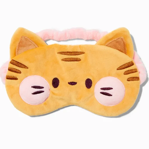Masque de sommeil chat orange en peluche