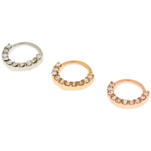Mini anneaux de piercing cartilage 0,8 mm en métaux mixtes - Lot de 3