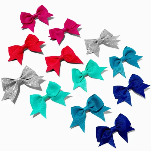 Mini barrettes à nœud tons de bijoux Claire's Club - Lot de 12