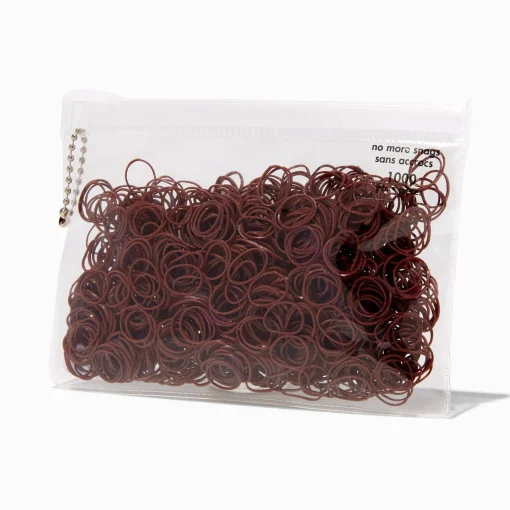 Mini élastiques doux pour les cheveux marron - Lot de 1 000
