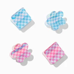 Mini pinces à cheveux rétro à carreaux - Lot de 4
