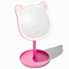 Miroir éclairant en forme de chat rose