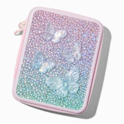 Palette compacte de maquillage bling-bling papillon rose
