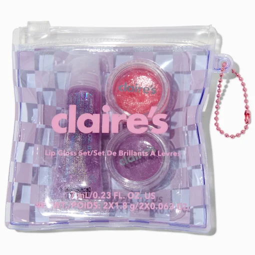 Palette de gloss violets à carreaux - Lot de 3