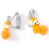 Pendantes à clip avec pompon Farrah la renarde 1,5 cm couleur argentée - Orange