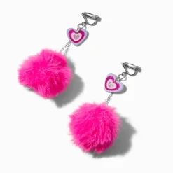 Pendantes à clip avec pompon cœur rayonnant