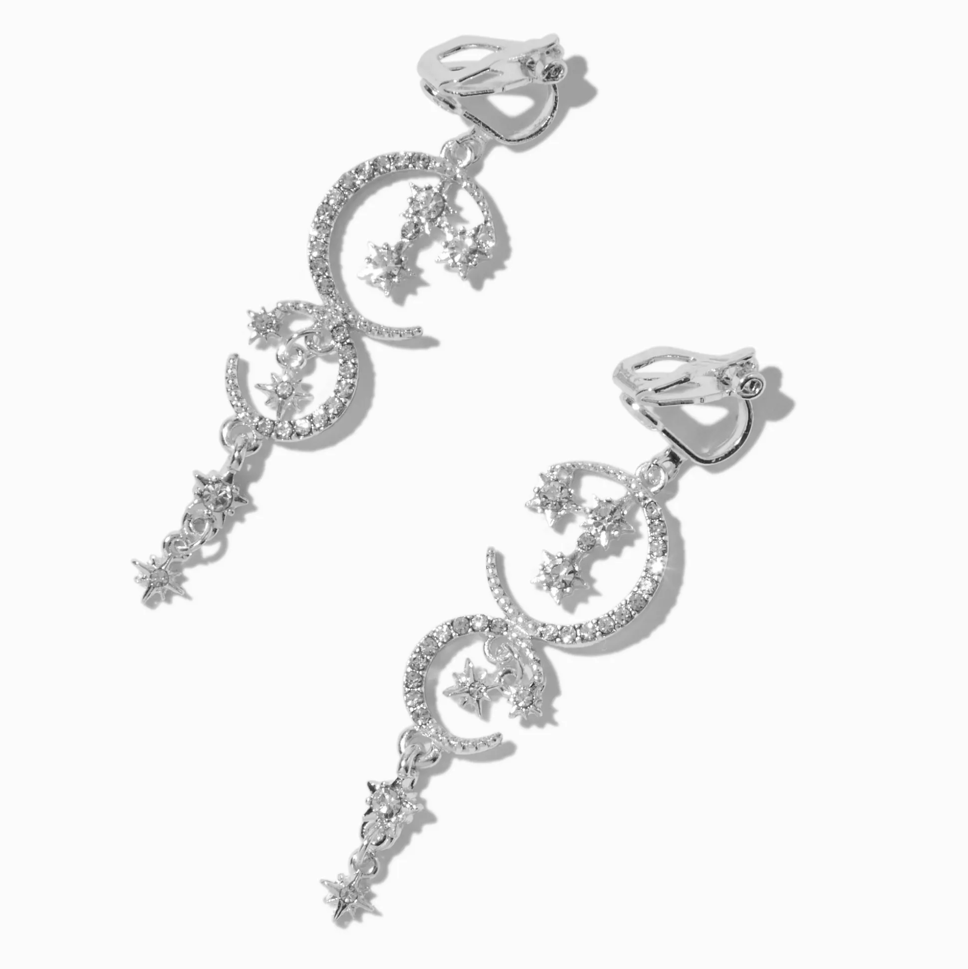 Pendantes à clip éclatantes célestes couleur argentée