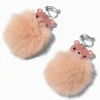 Pendantes à clip 4 cm avec pompons oursons marron