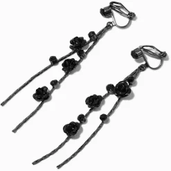 Pendantes à clip 5 cm fleurs de vigne avec roses noires