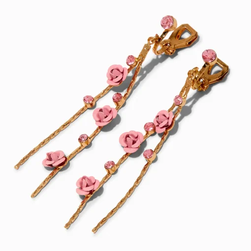 Pendantes à clip 8 cm fleurs de vigne avec roses sculptées