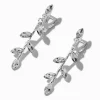 Pendantes à clip 4 cm vigne en strass couleur argentée