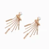 Pendantes à clip franges barre de strass couleur dorée