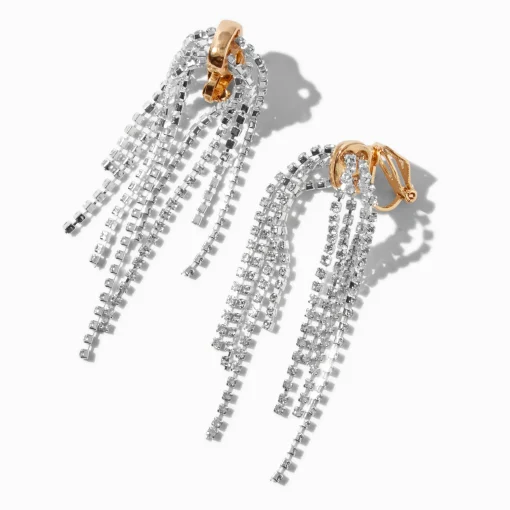 Pendantes à clip franges strass en métaux mixtes