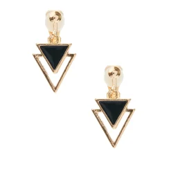 Pendantes à clip triangles géométriques noires et couleur dorée