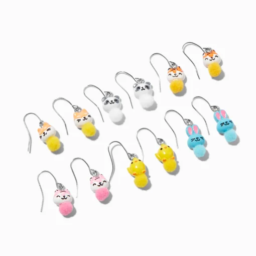 Pendantes 1,5 cm animal pompon - Lot de 6