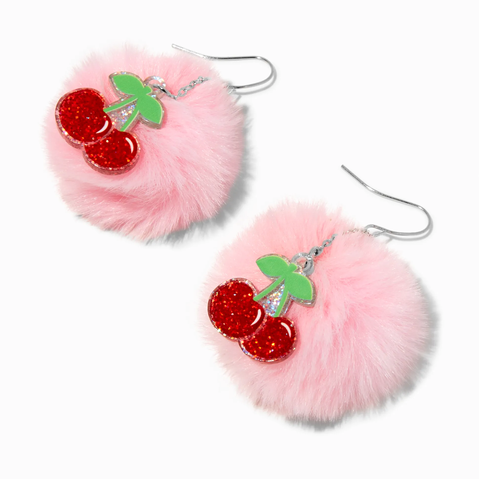 Pendantes 5 cm avec pompons cerise