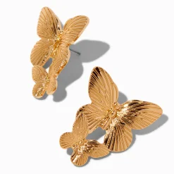 Pendantes 4 cm double papillon couleur dorée