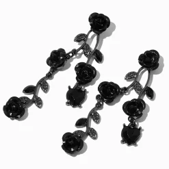 Pendantes 5 cm feuilles de vigne roses noires